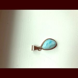 Genuine Larimar sterling silver pendant